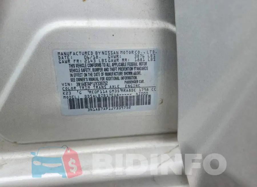 3N1AB7AP1JY339752 Photo# 12