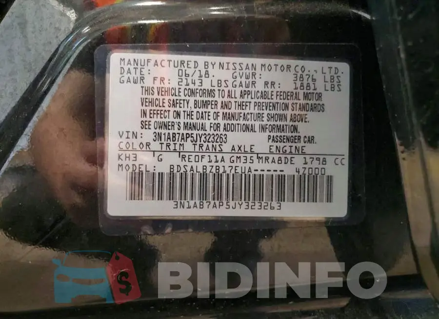 3N1AB7AP5JY323263 Photo# 12