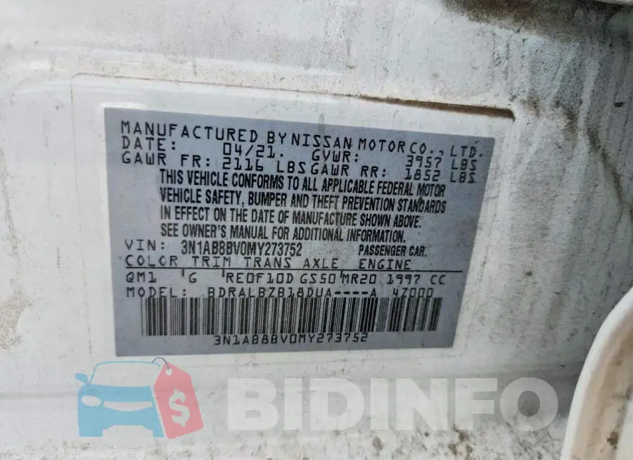 3N1AB8BV0MY273752 Photo# 12