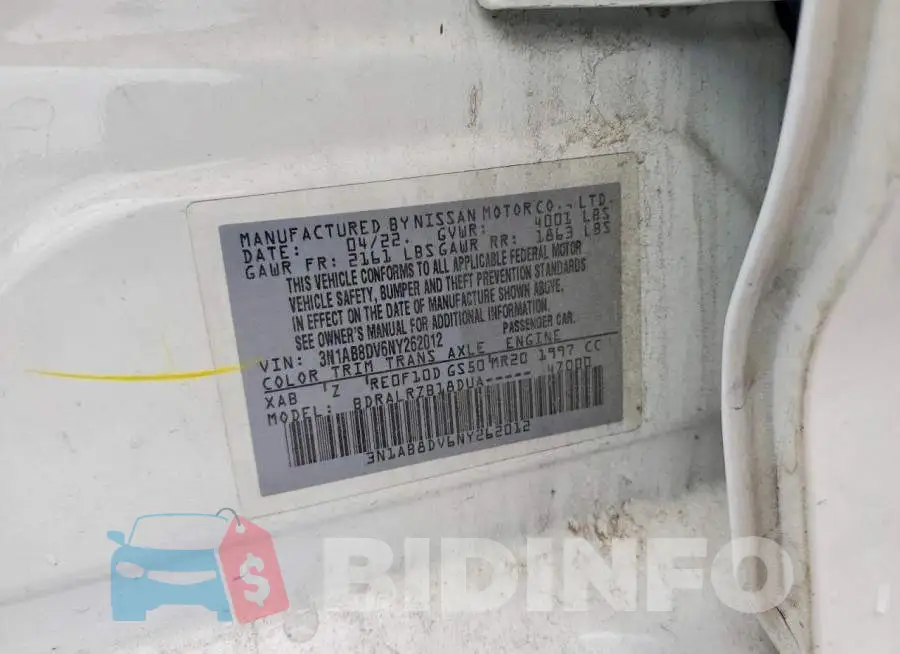 3N1AB8DV6NY262012 Photo# 13