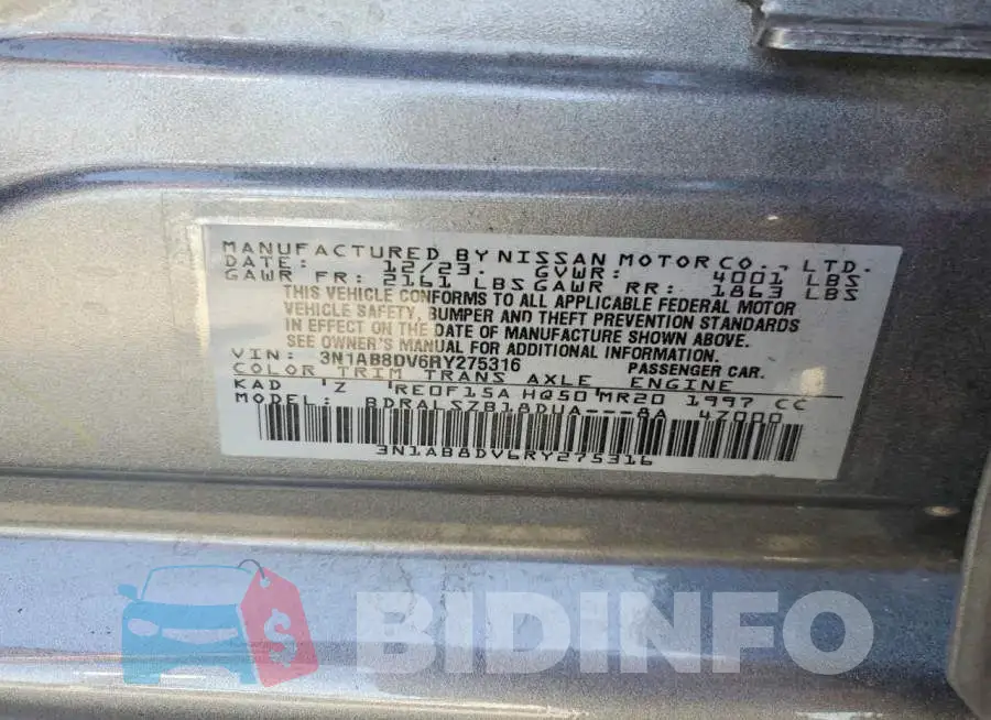 3N1AB8DV6RY275316 Photo# 12