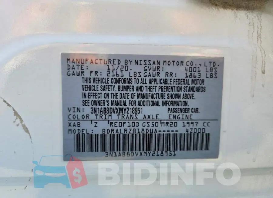 3N1AB8DVXMY218951 Photo# 12