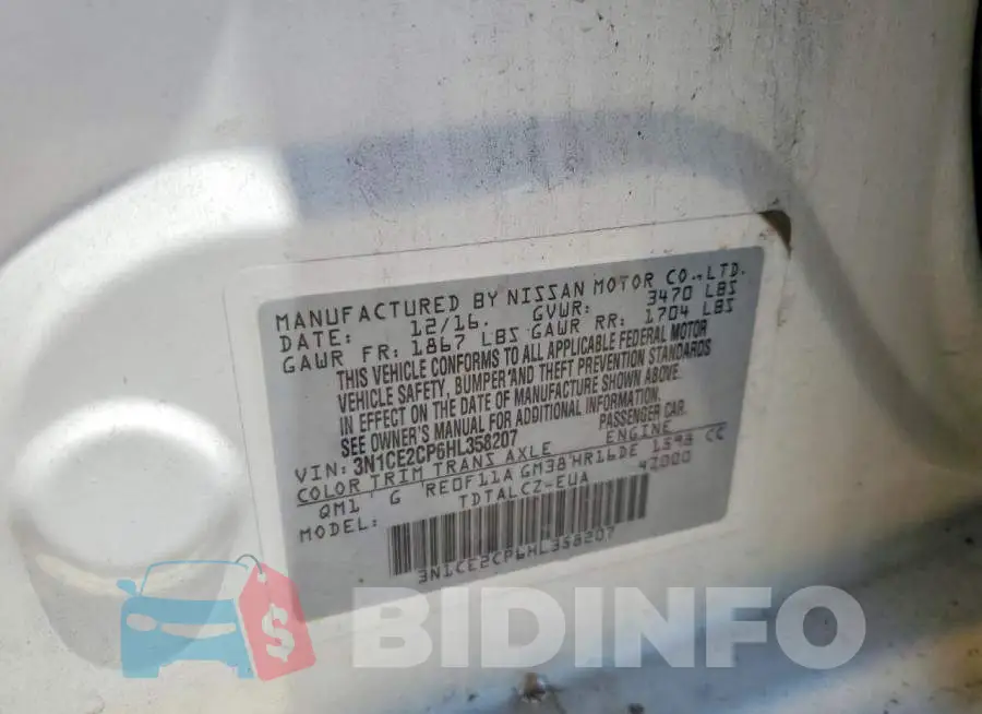 3N1CE2CP6HL358207 Photo# 12