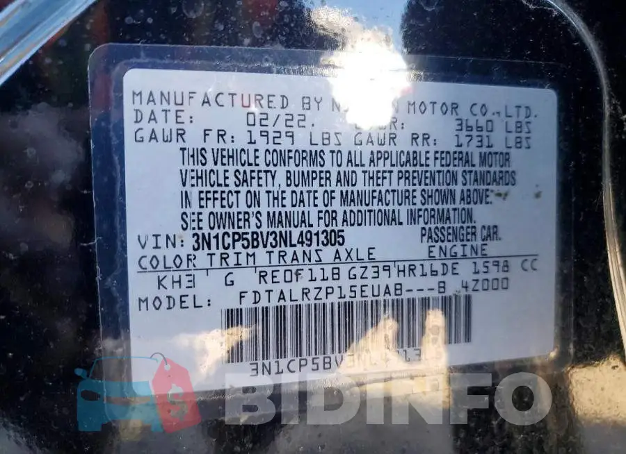 3N1CP5BV3NL491305 Photo# 14