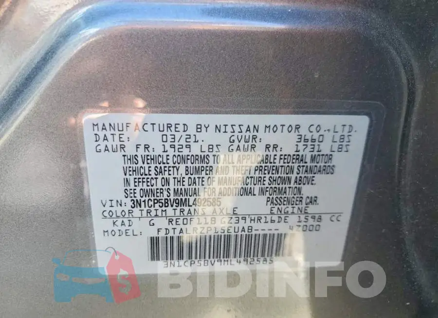 3N1CP5BV9ML492585 Photo# 13