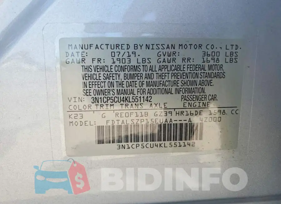 3N1CP5CU4KL551142 Photo# 14