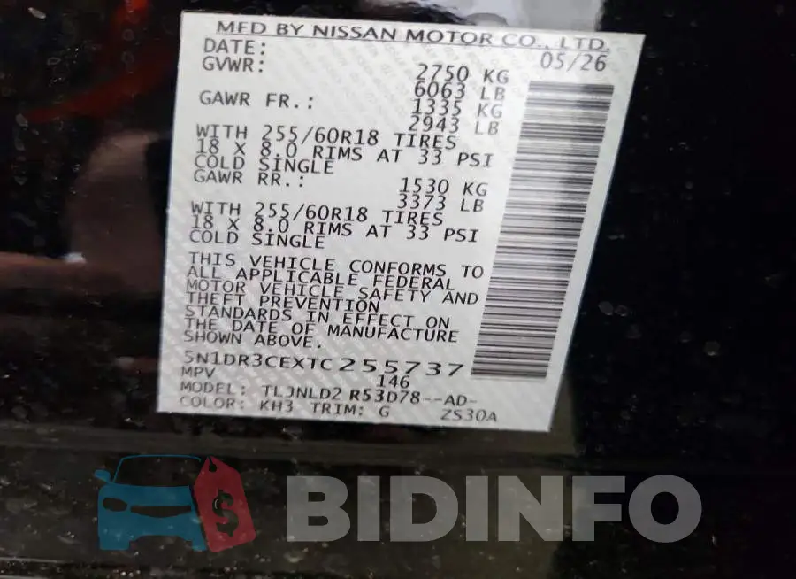 5N1DR3CEXTC255737 Photo# 14