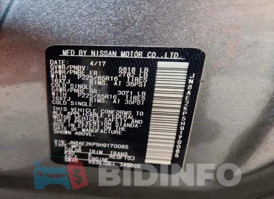 JN8AE2KP5H9170085 Photo# 13