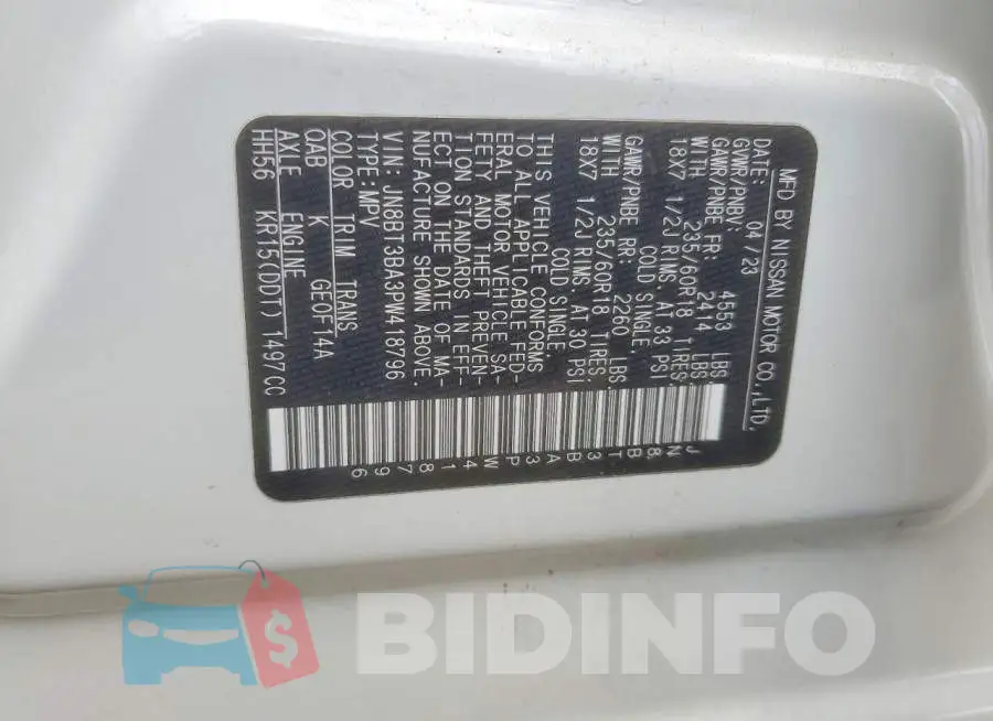 JN8BT3BA3PW418796 Photo# 13
