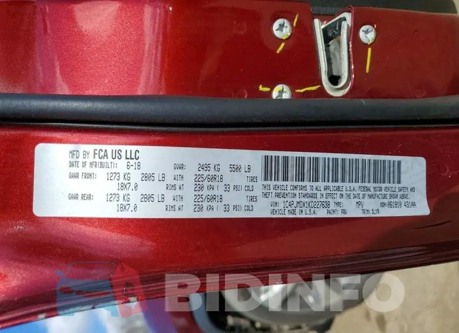 1C4PJMDX1KD227638 Photo# 13