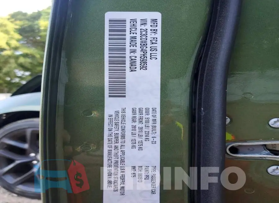 2C3CDXBG4PH598592 Photo# 12