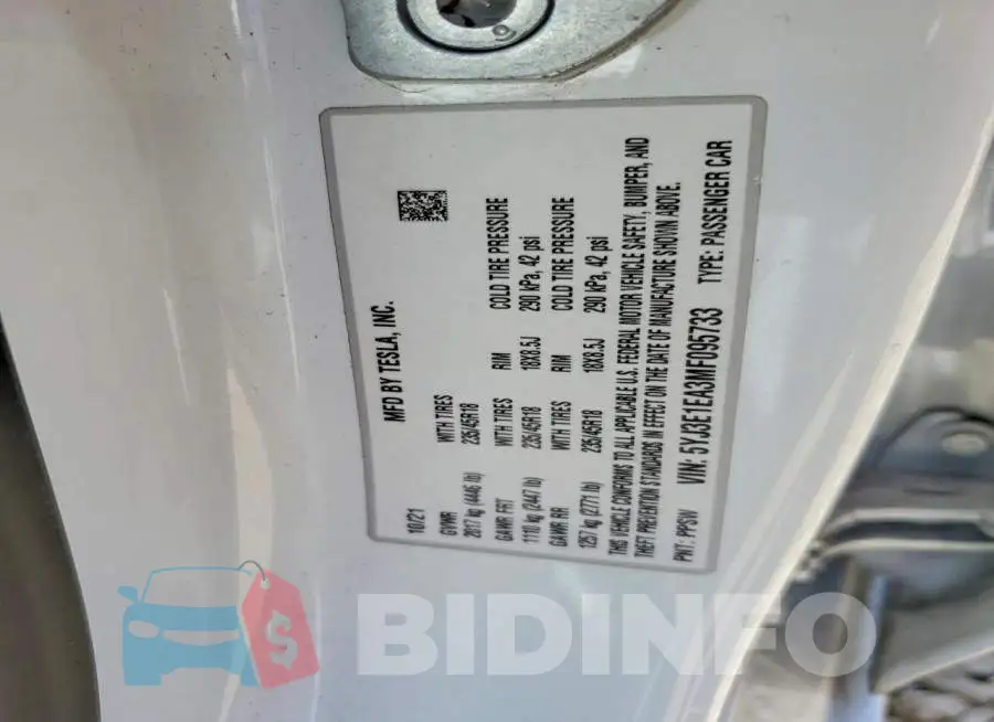 5YJ3E1EA3MF095733 Photo# 12