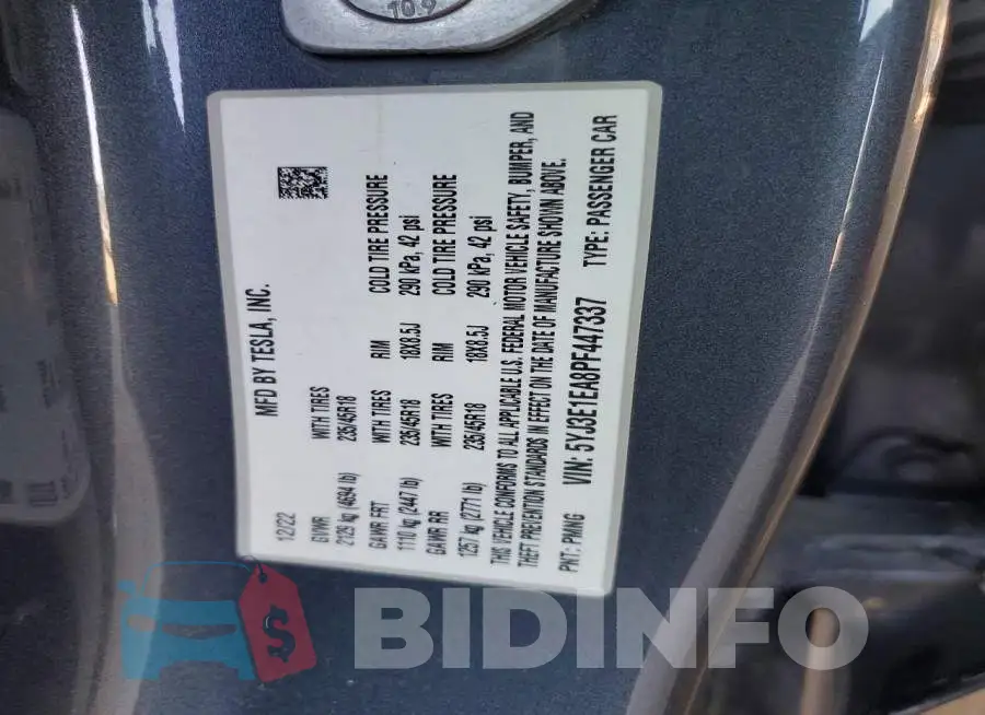 5YJ3E1EA8PF447337 Photo# 12