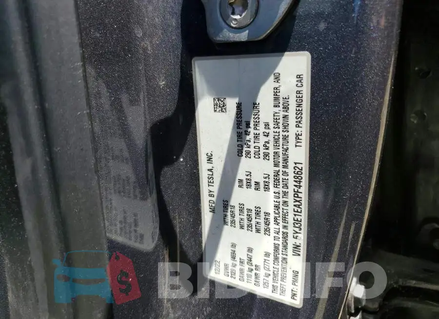 5YJ3E1EAXPF448621 Photo# 12