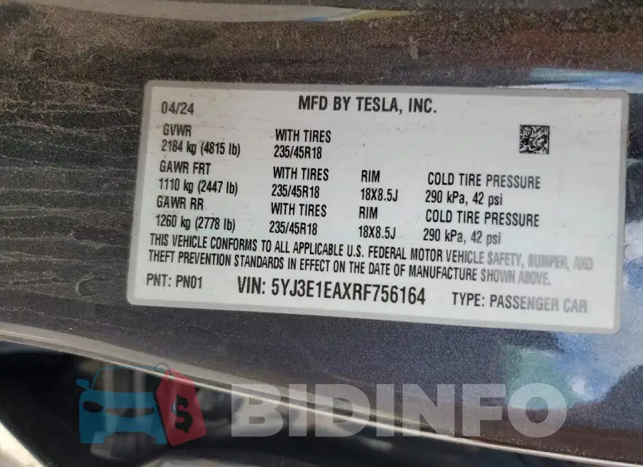 5YJ3E1EAXRF756164 Photo# 12