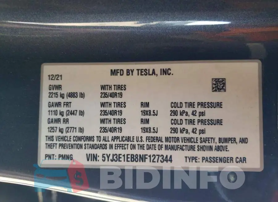 5YJ3E1EB8NF127344 Photo# 12