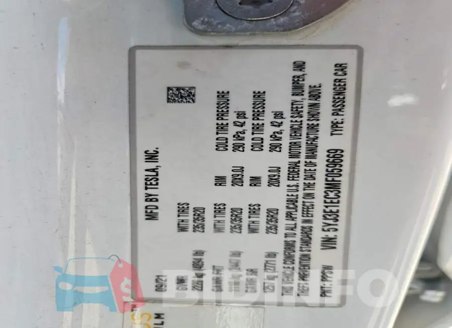 5YJ3E1EC3MF059669 Photo# 13