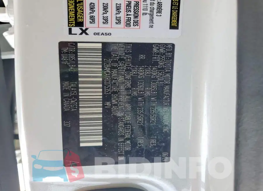 2T2BAMCAXRC075353 Photo# 13