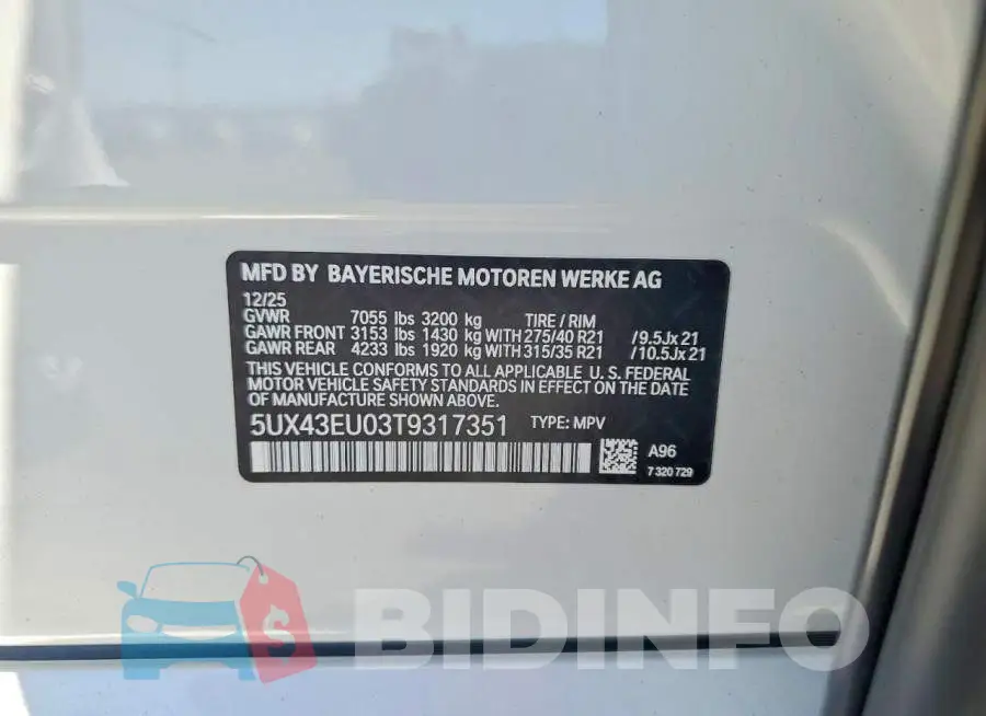 5UX43EU03T9317351 Photo# 14