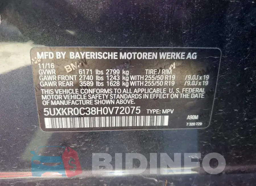 5UXKR0C38H0V72075 Photo# 12
