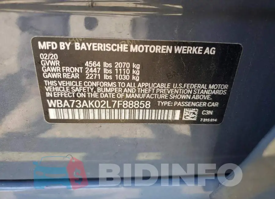 WBA73AK02L7F88858 Photo# 12