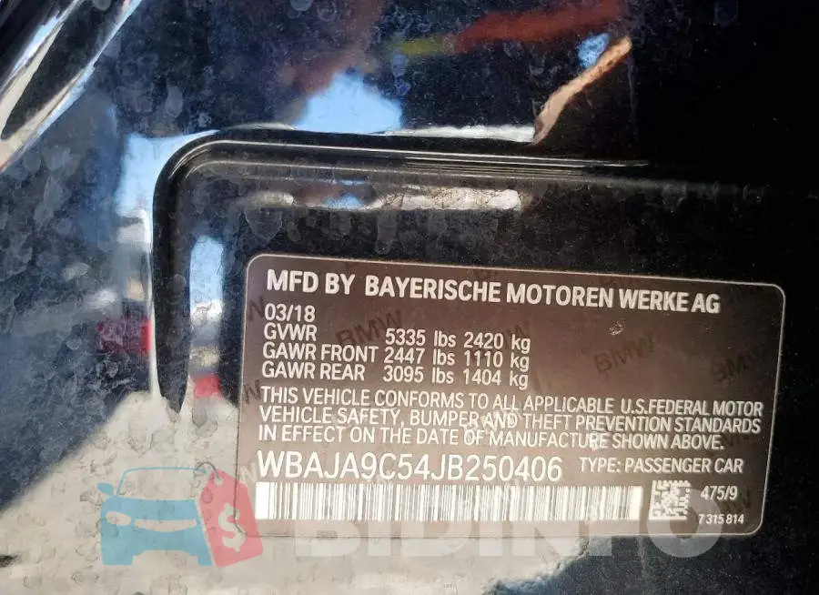 WBAJA9C54JB250406 Photo# 12