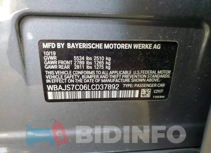 WBAJS7C06LCD37892 Photo# 12