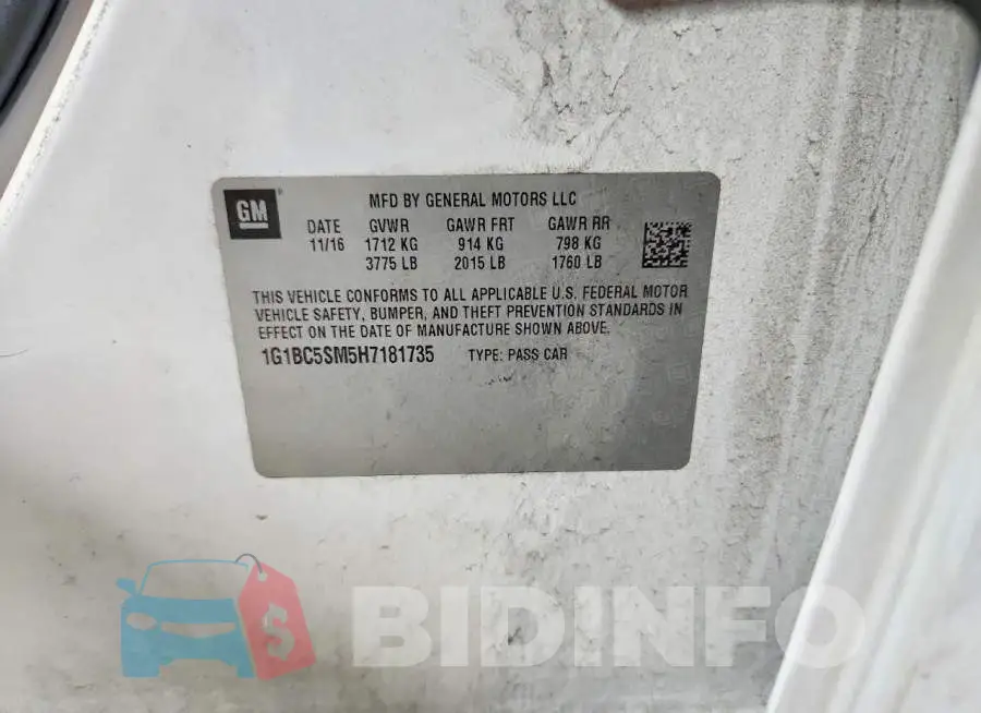 1G1BC5SM5H7181735 Photo# 12