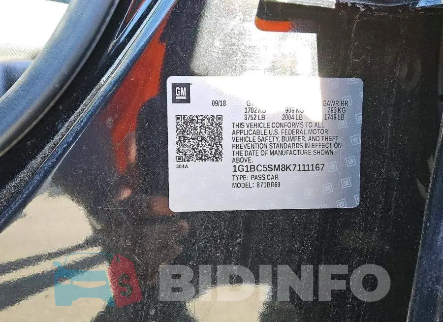 1G1BC5SM8K7111167 Photo# 12
