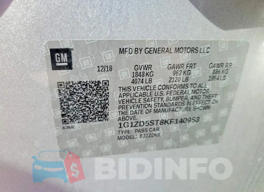 1G1ZD5ST8KF140953 Photo# 13