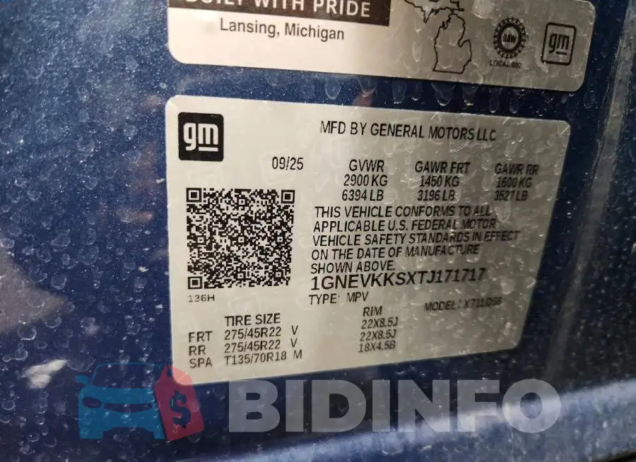 1GNEVKKSXTJ171717 Photo# 13