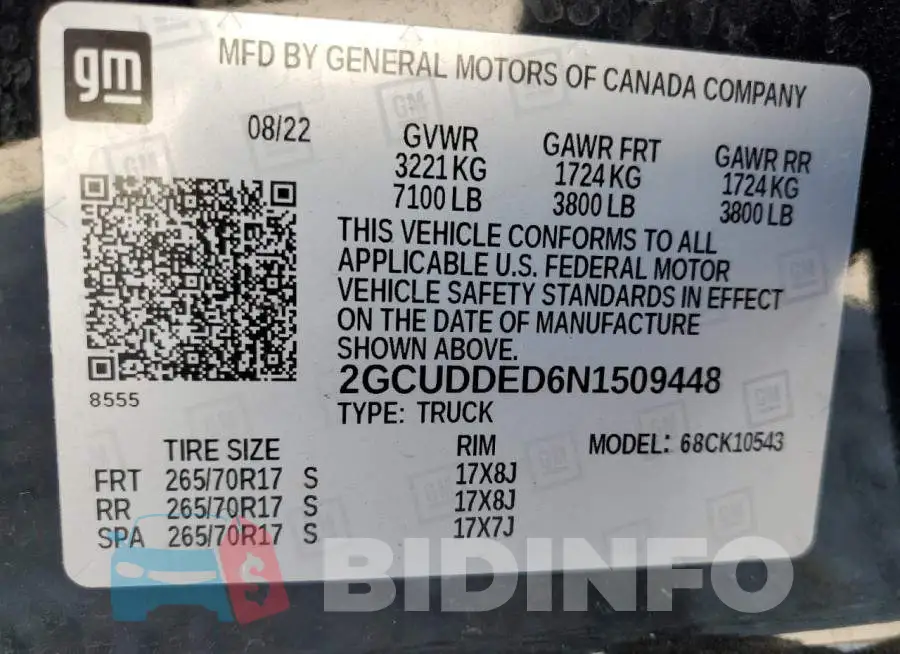 2GCUDDED6N1509448 Photo# 12