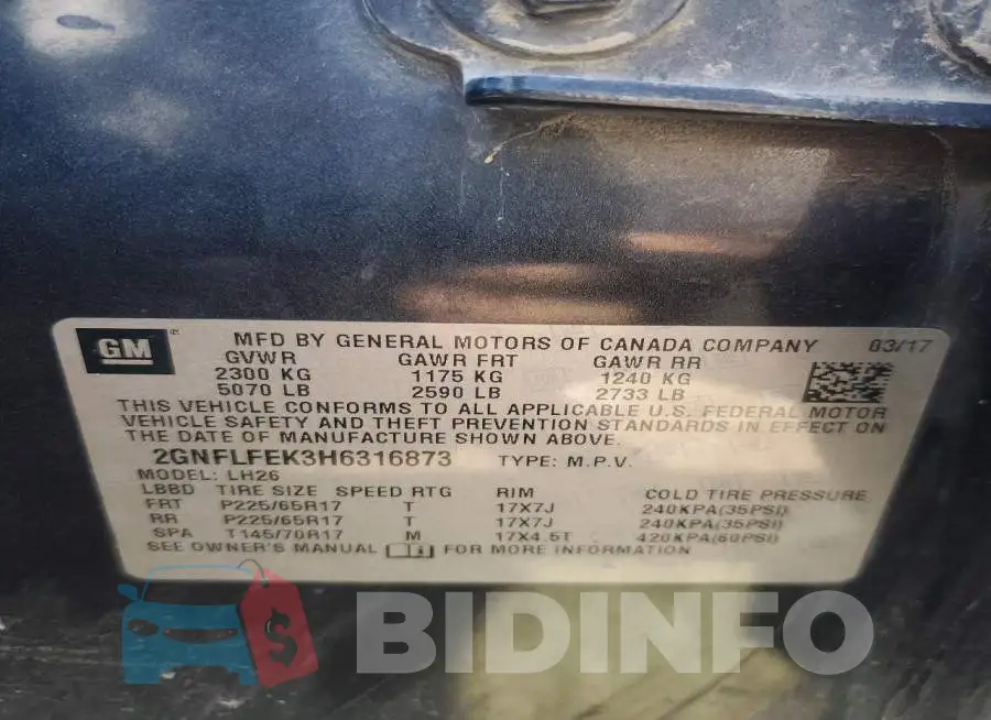 2GNFLFEK3H6316873 Photo# 13