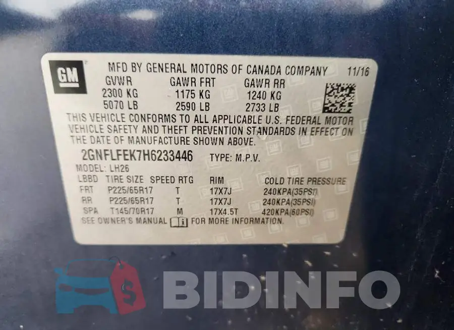 2GNFLFEK7H6233446 Photo# 13