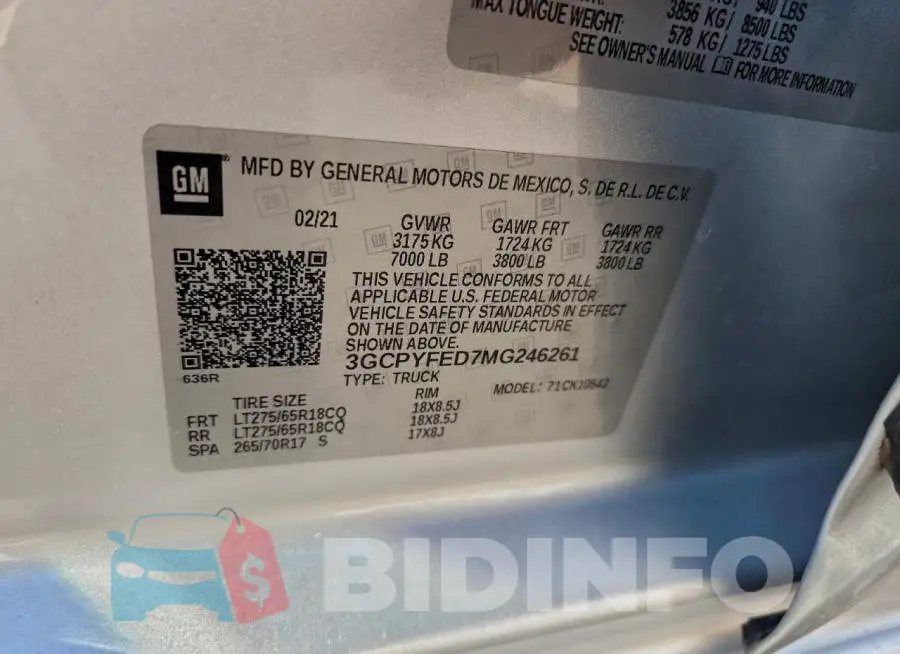 3GCPYFED7MG246261 Photo# 12