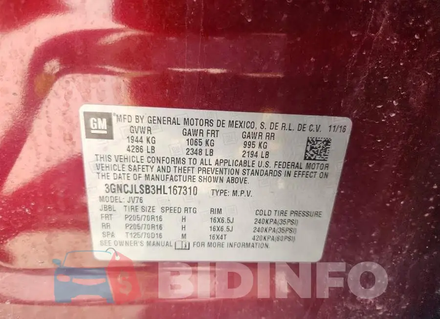 3GNCJLSB3HL167310 Photo# 13