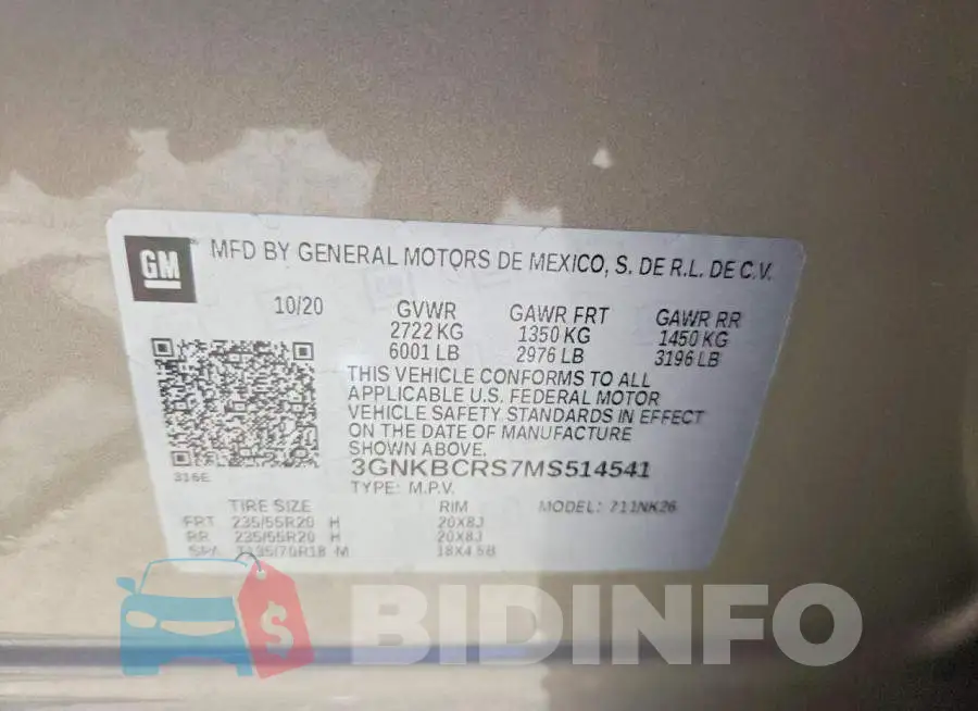 3GNKBCRS7MS514541 Photo# 12