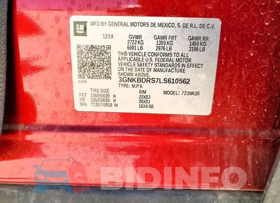 3GNKBDRS7LS610562 Photo# 13