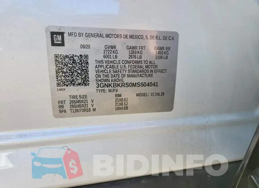 3GNKBKRS0MS504041 Photo# 12