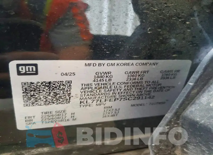 KL77LFEP7SC291142 Photo# 13