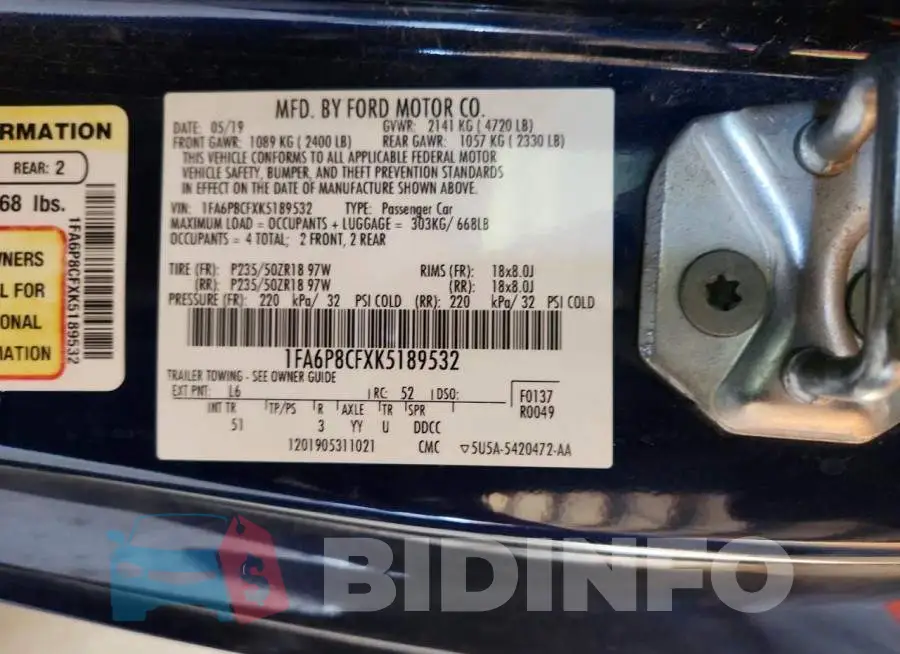 1FA6P8CFXK5189532 Photo# 12