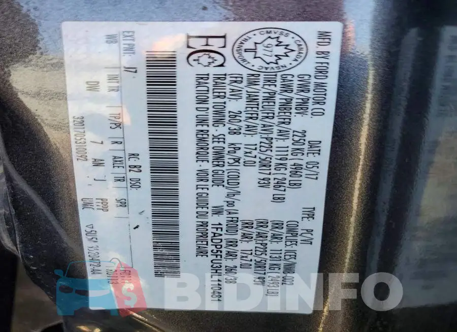 1FADP5FU3HL110481 Photo# 12