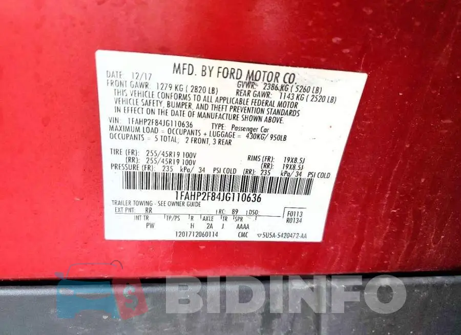 1FAHP2F84JG110636 Photo# 13