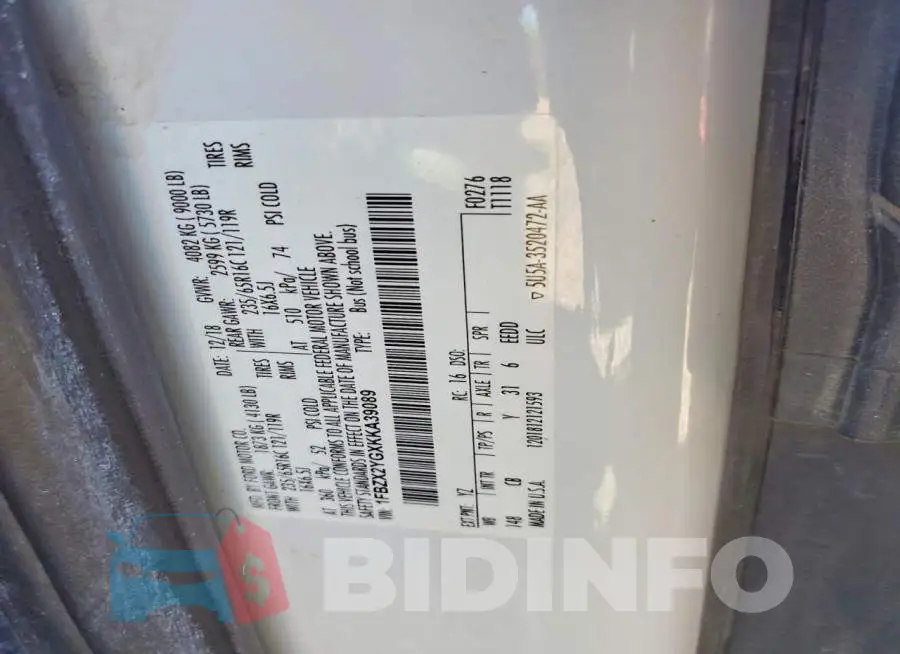 1FBZX2YGXKKA39089 Photo# 13