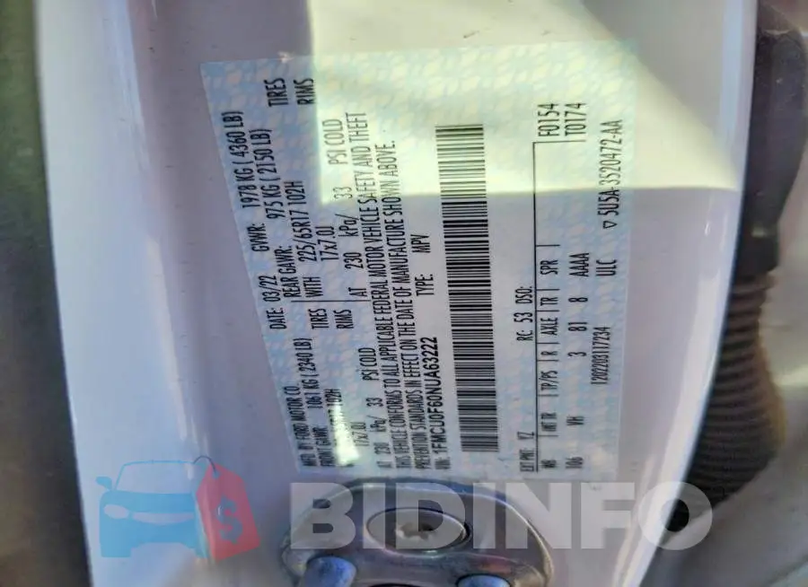 1FMCU0F60NUA63222 Photo# 13