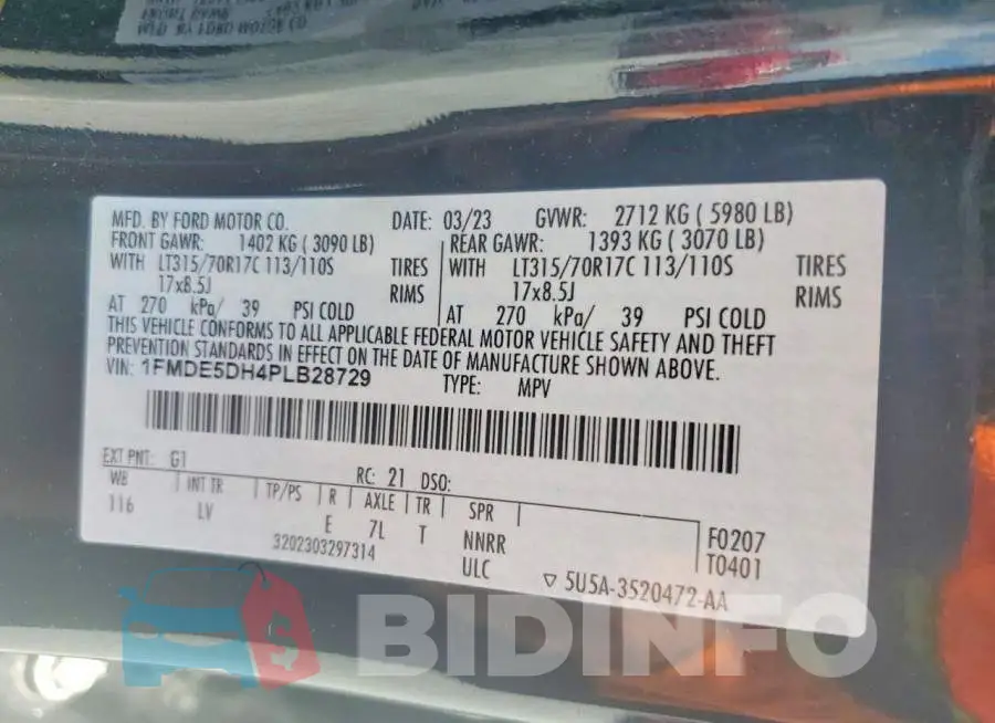 1FMDE5DH4PLB28729 Photo# 12