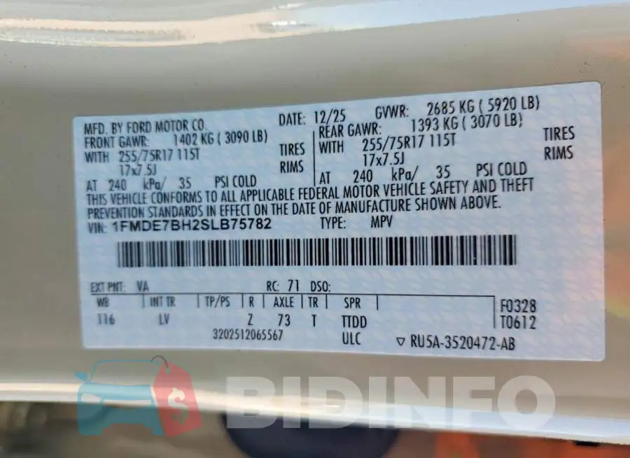 1FMDE7BH2SLB75782 Photo# 14