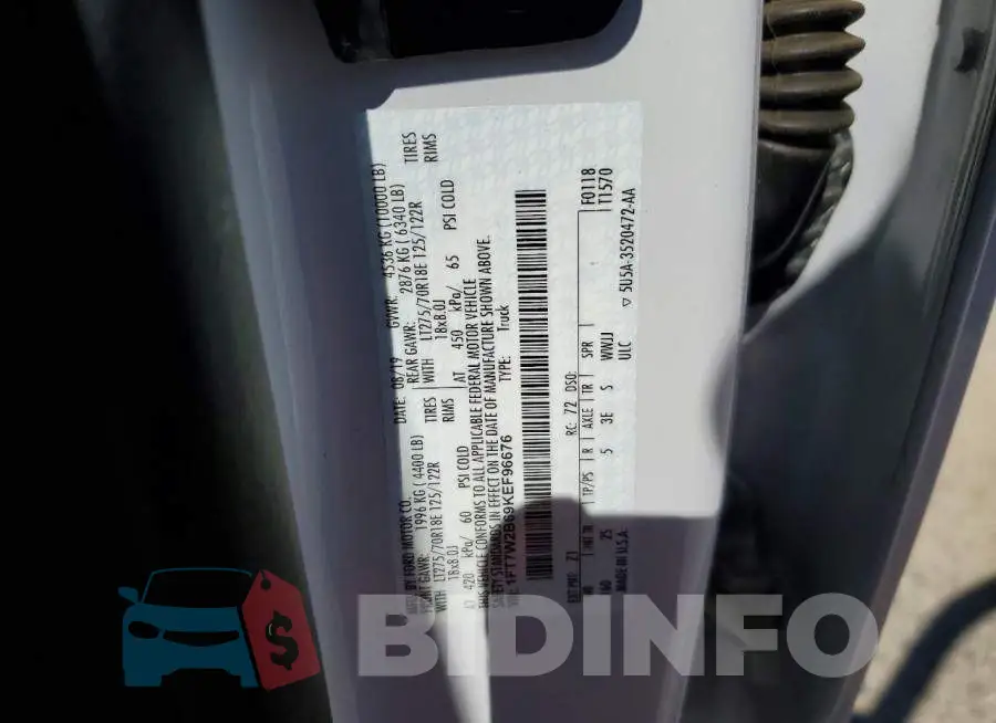 1FT7W2B69KEF96676 Photo# 12