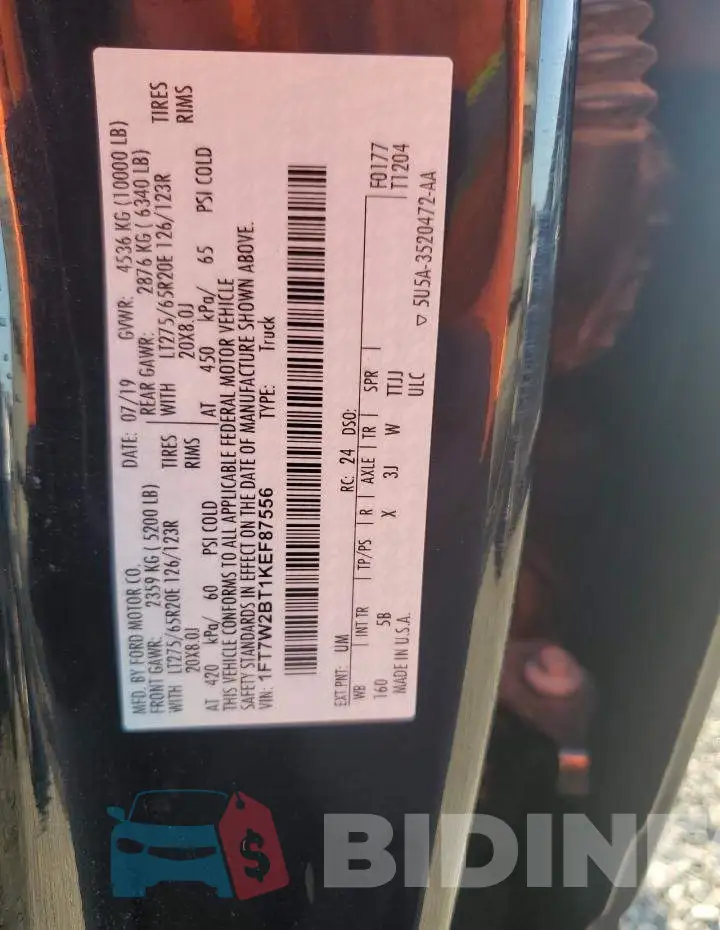 1FT7W2BT1KEF87556 Photo# 12