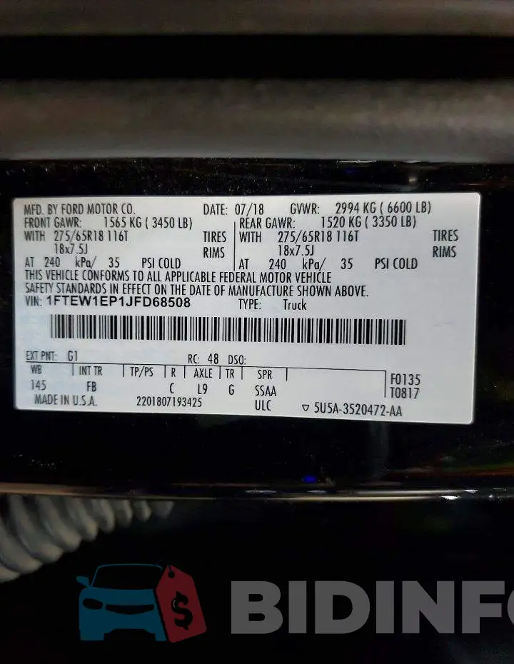 1FTEW1EP1JFD68508 Photo# 12